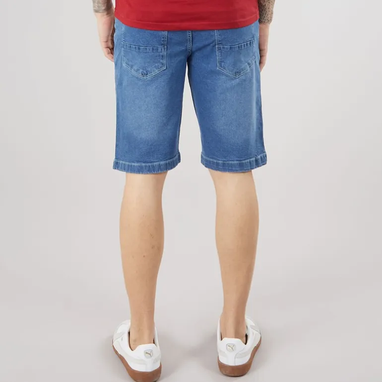 Crosshatch Herren Kamaline Denim Shorts Mid Wash