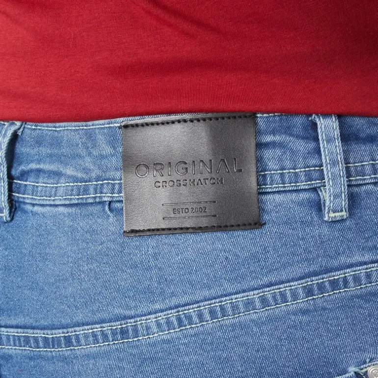 Crosshatch Herren Kamaline Denim Shorts Mid Wash