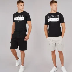 Crosshatch Herren Kathos Cargo Shorts Zweier Pack Grau/Schwarz