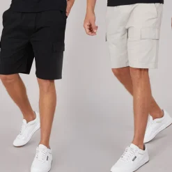 Crosshatch Herren Kathos Cargo Shorts Zweier Pack Grau/Schwarz