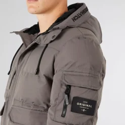 Crosshatch Herren Milwaka Fell Gefütterte Jacke mit Kapuze Anthrazit