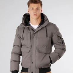 Crosshatch Herren Milwaka Fell Gefütterte Jacke mit Kapuze Anthrazit