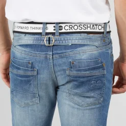 Crosshatch Herren Neue Baltimore Gürteljeans Gerade Jeans Hellwäsche
