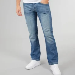 Crosshatch Herren Neue Baltimore Gürteljeans Gerade Jeans Hellwäsche