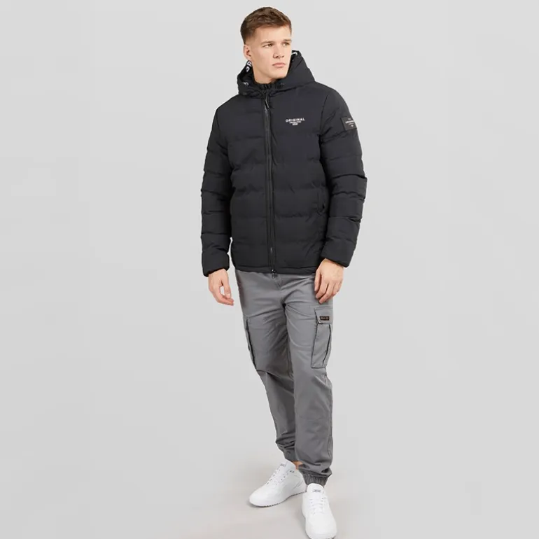 Crosshatch Herren Pittsburgh Gesteppte Kapuzenjacke Schwarz