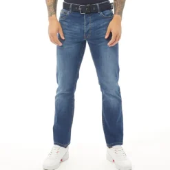 Crosshatch Herren Princed Jeans gerade geschnitten Stone Wash