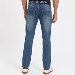 Crosshatch Herren Princed Jeans gerade geschnitten Stone Wash