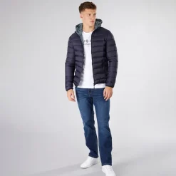 Crosshatch Herren Puffer Jacke Mit Raffung Mitternacht