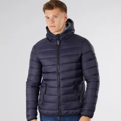 Crosshatch Herren Puffer Jacke Mit Raffung Mitternacht