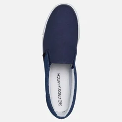Crosshatch Herren Ramp Slip On Segeltuch Sneaker Navy/Dark Chambray