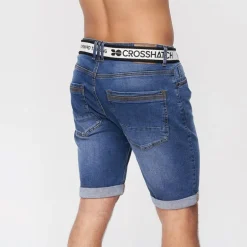 Crosshatch Herren Reestier Jeans Shorts Mittelwaschung