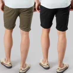 Crosshatch Herren Sinwood Zweier Pack Chino Shorts Khaki/Schwarz
