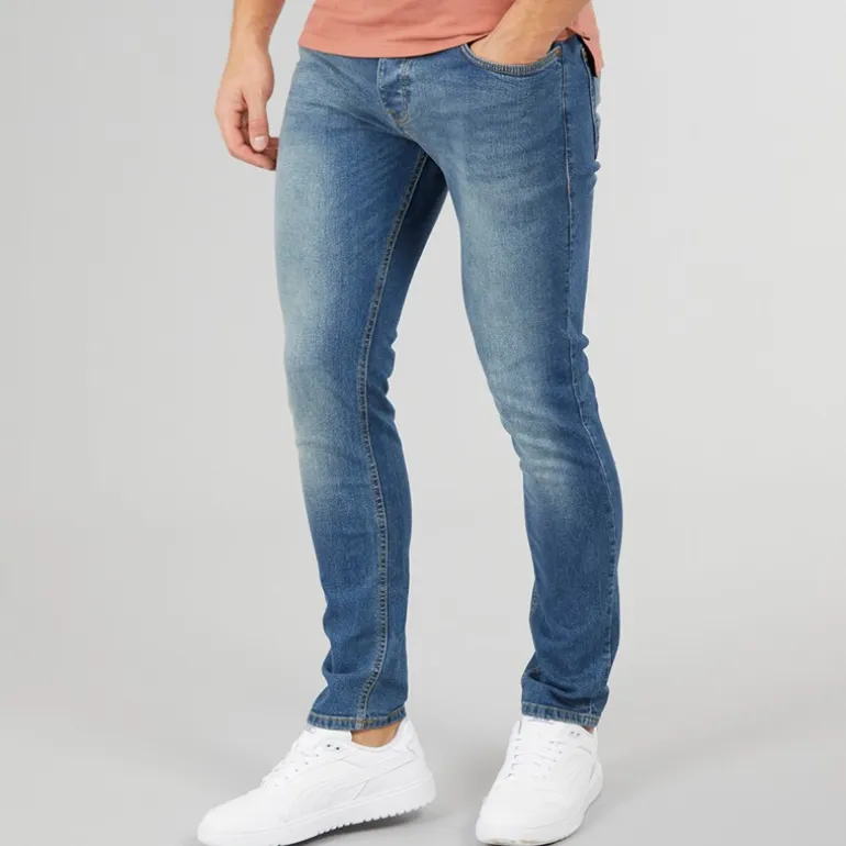 Crosshatch Herren Slim Fit Jeans Stonewash