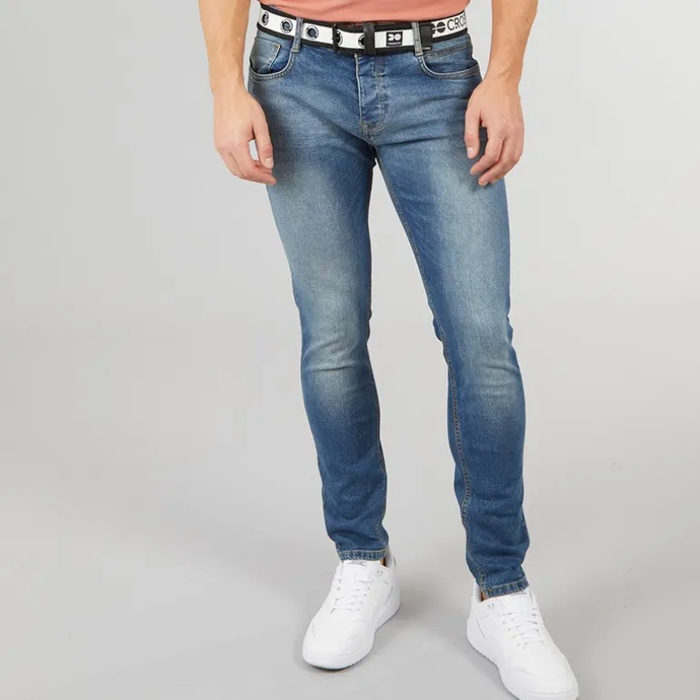 Crosshatch Herren Slim Fit Jeans Stonewash