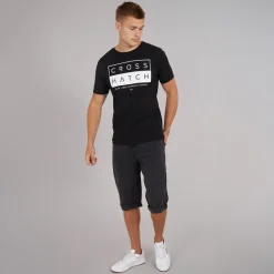 Crosshatch Herren Tillforth Baggy Jeansshorts Schwarze Waschung