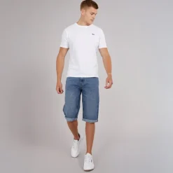 Crosshatch Herren Tillforth Baggy Denim Shorts Stonewash