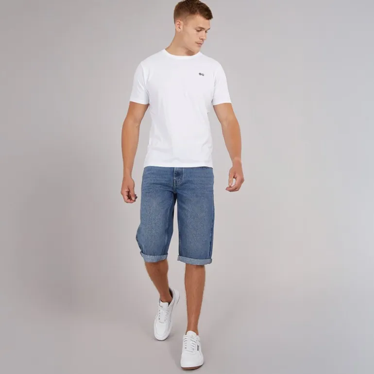 Crosshatch Herren Tillforth Baggy Denim Shorts Stonewash