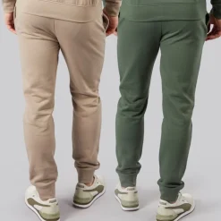 Crosshatch Herren Traymax Jogginghose 2er-Pack Khaki/Stein