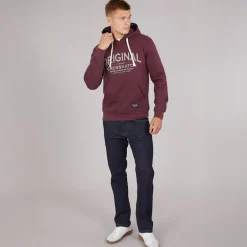 Crosshatch Herren Vintage Kapuzenpullover Rosine