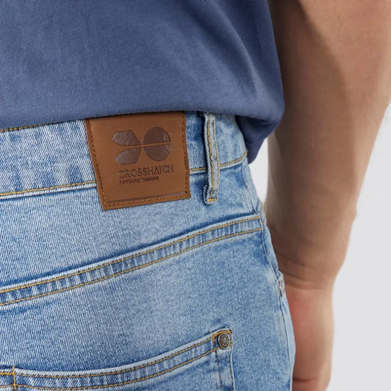 Crosshatch Jeans Herren Bandol gerade geschnitten hell gewaschen