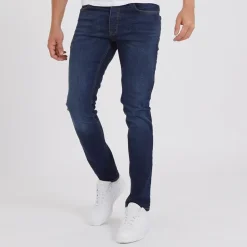 Crosshatch Jeans Herren Buraca Slim Fit Dunkelwaschung