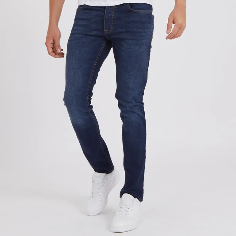 Crosshatch Jeans Herren Buraca Slim Fit Dunkelwaschung