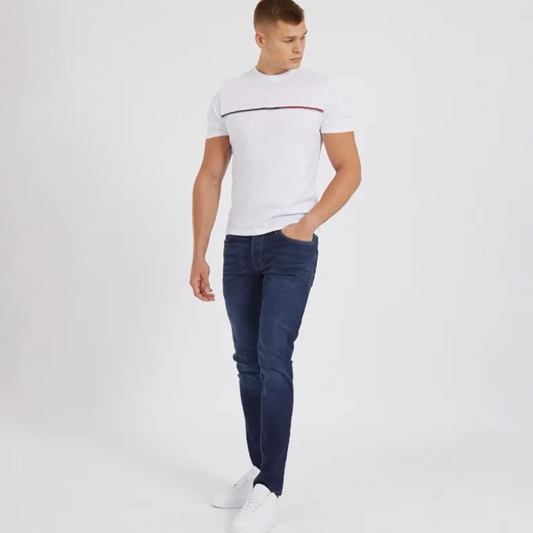 Crosshatch Jeans Herren Buraca Slim Fit Dunkelwaschung