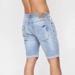 Crosshatch Jeans-Shorts Herren mit Riptrey-Details in Hellblau
