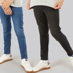 Crosshatch Junge Slim Zwei Pack Jeans Mittelblau/Schwarz Gewaschen