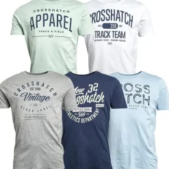 Crosshatch T-Shirts Herren Mantore 5er-Pack bedruckt sortiert