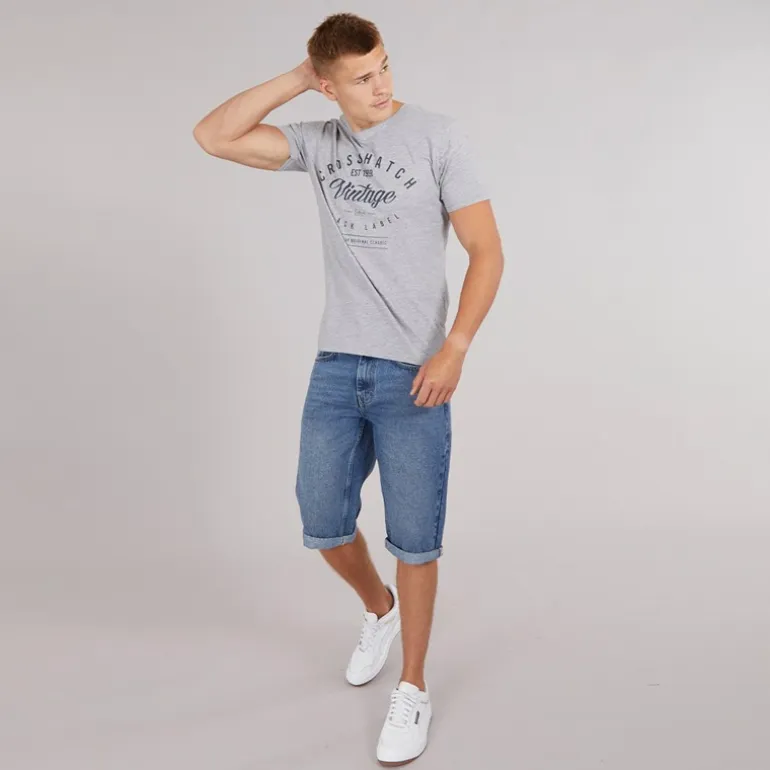 Crosshatch T-Shirts Herren Mantore 5er-Pack bedruckt sortiert