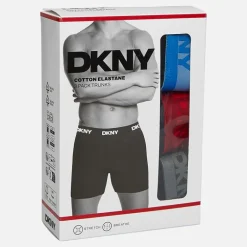 DKNY Herren Ajo Drei Pack Mittel Boxer Slips Schwarz/Blau/Rot/Military