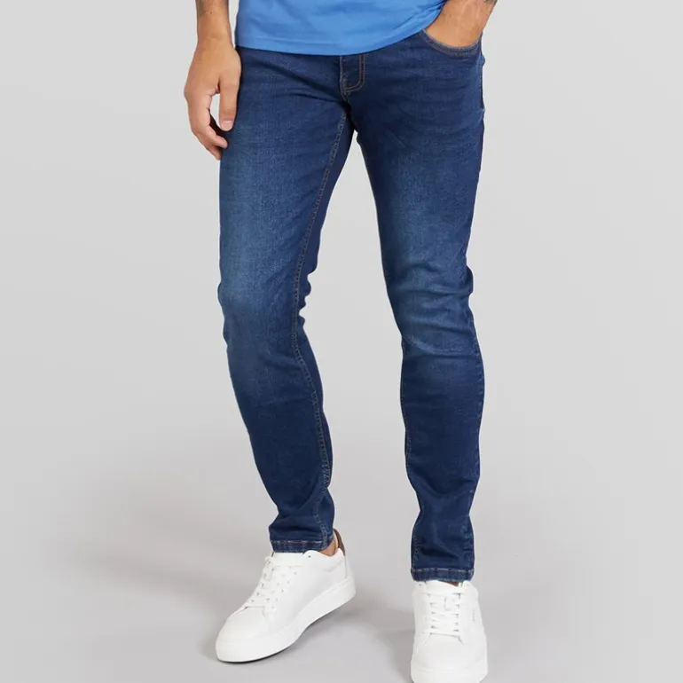 Duck And Cover Herren Maylead Slim Fit Jeans Dunkle Waschung
