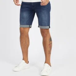 Duck And Cover Herren Zeki Denim Shorts Dunkel Waschung