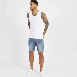 Duck And Cover Herren Zeki Jeans Shorts Stone Wash