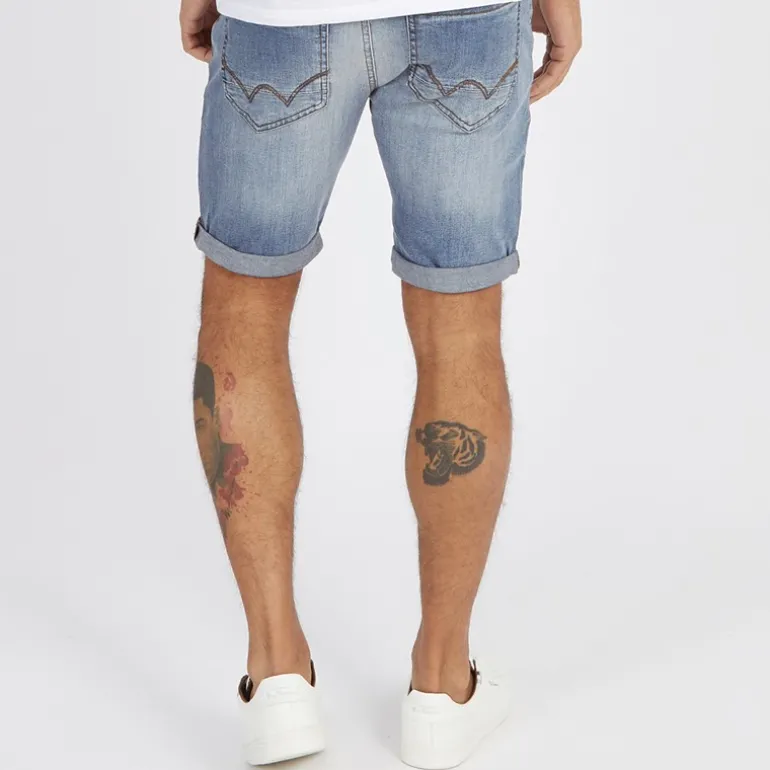 Duck And Cover Herren Zeki Jeans Shorts Stone Wash