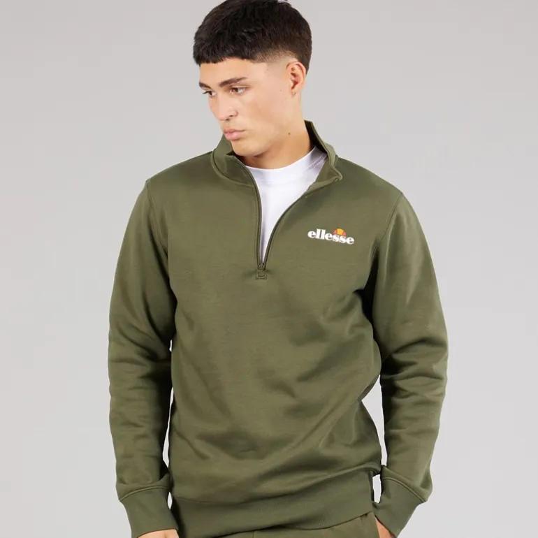 Ellesse Herren Benevento 1/4 Zip Sweatshirt Khaki