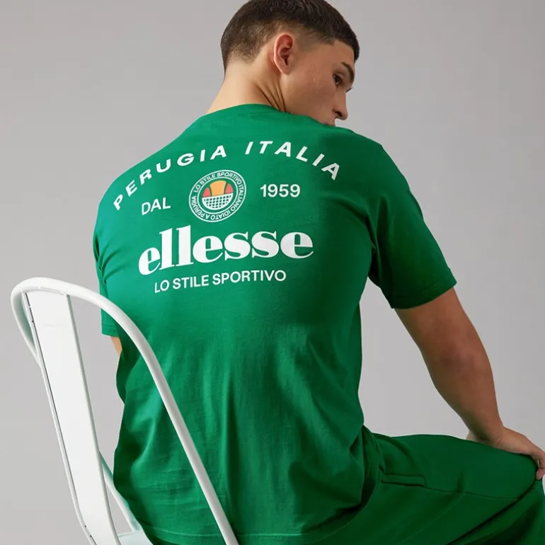 Ellesse Herren Lyon Relaxed Fit Rücken Logo T Shirt Grün