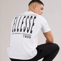 Ellesse Herren Retanna Rücken Logo T Shirt Weiß/Schwarz