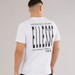 Ellesse Herren Retanna Rücken Logo T Shirt Weiß/Schwarz