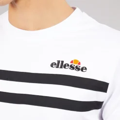 Ellesse Herren Squalius Retro Streifen T Shirt Weiß