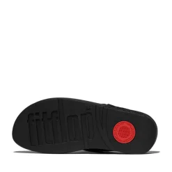 FitFlop Damen Lulu Crinkled Shimmer Zehensteg Sandalen Metallic Black