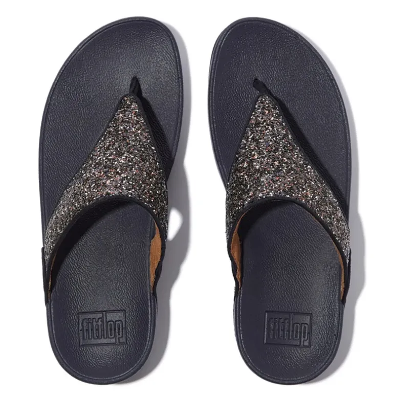 FitFlop Damen Lulu Mehrfarbig Glitzer Zehensteg Sandalen Midnight Navy Mix