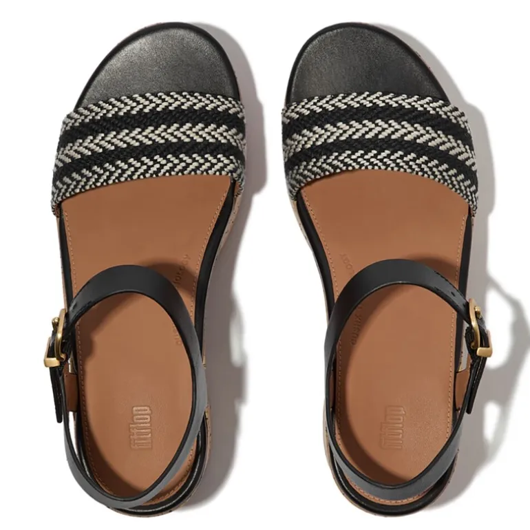 FitFlop Damensandalen mit Knöchelriemen und Plateau Schwarz