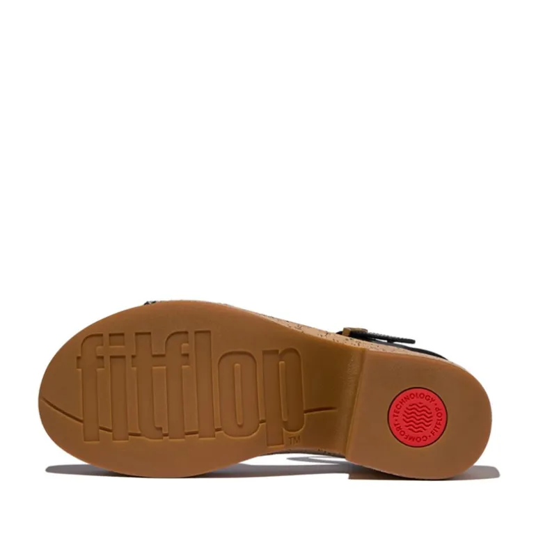 FitFlop Damensandalen mit Knöchelriemen und Plateau Schwarz