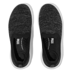 FitFlop Damen Super Q Strick Slip On Sneaker Schwarz/Silvereen