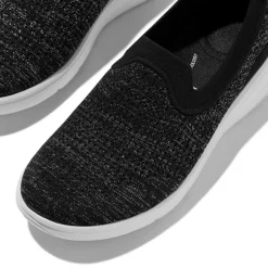 FitFlop Damen Super Q Strick Slip On Sneaker Schwarz/Silvereen