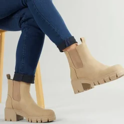 French Connection Damen Klobige Chelsea Stiefel Stein