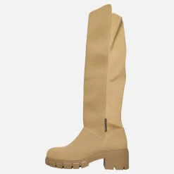 French Connection Damen Klobige Kniehohe Stretch Stiefel Stein
