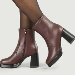 French Connection Damen Schuhe mit eckiger Spitze Absatz Burgunderrot